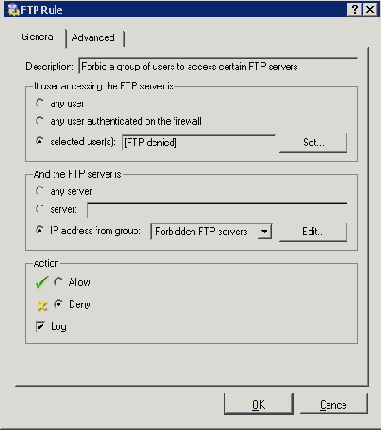 Настройка доступак FTP (FTP Policy)