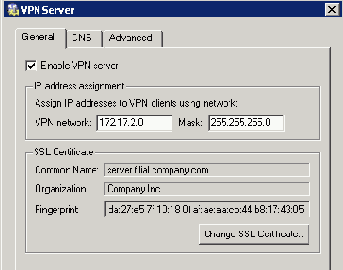 Пример конфигурации VPN туннеля